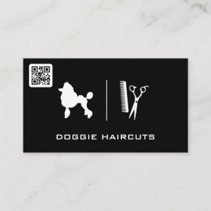 Poodle Logo   Grooming   QR Scan Code Business Card
