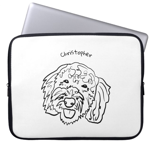 Poodle Love: Customizable Line Art Laptop Sleeve (Front)