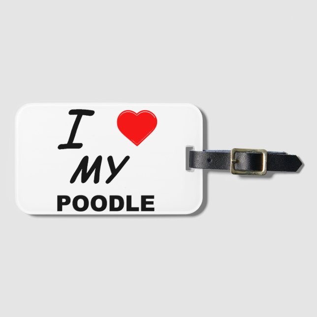 poodle love luggage tag (Front Horizontal)