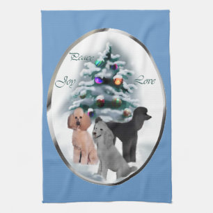 Poodle Lovers Christmas Kitchen Towel