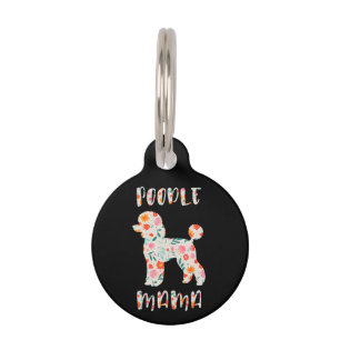 Poodle Mama Floral Dog Lover Pet Tag