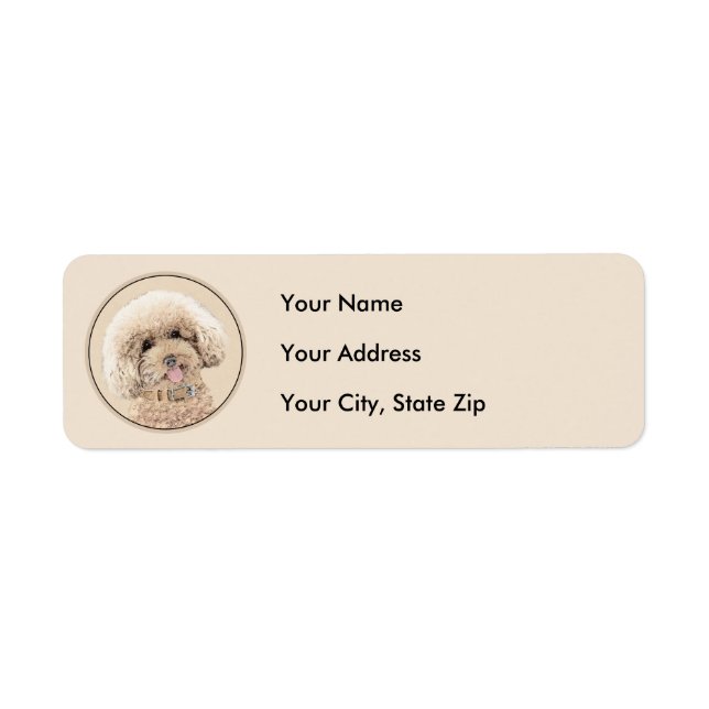 Poodle Miniature Toy Apricot Cream Brown Dog Art (Front)