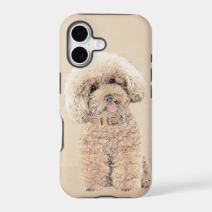 Poodle Miniature Toy Apricot Cream Brown Dog Art