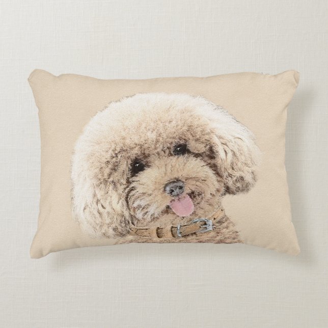 Poodle Miniature Toy Apricot Cream Brown Dog Art Accent Pillow (Front)