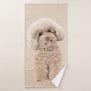 Poodle Miniature Toy Apricot Cream Brown Dog Art Bath Towel Set