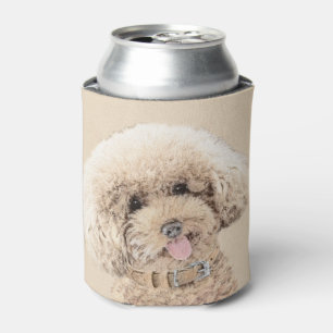 Poodle Miniature Toy Apricot Cream Brown Dog Art Can Cooler