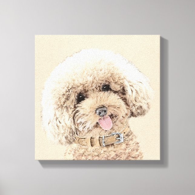 Poodle Miniature Toy Apricot Cream Brown Dog Art Canvas Print (Front)