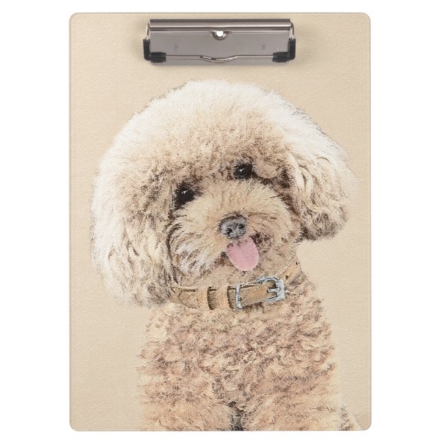 Poodle Miniature Toy Apricot Cream Brown Dog Art Clipboard (Front)