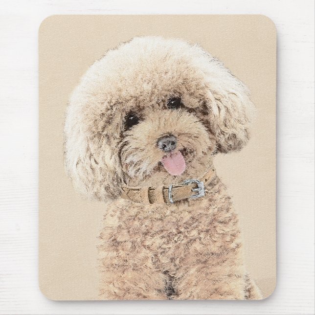 Poodle Miniature Toy Apricot Cream Brown Dog Art Mouse Pad (Front)