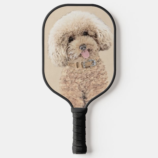 Poodle Miniature Toy Apricot Cream Brown Dog Art Pickleball Paddle (Front)