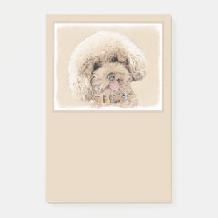 Poodle Miniature Toy Apricot Cream Brown Dog Art Post-it Notes