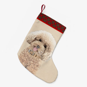 Poodle Miniature Toy Apricot Cream Brown Dog Art Small Christmas Stocking