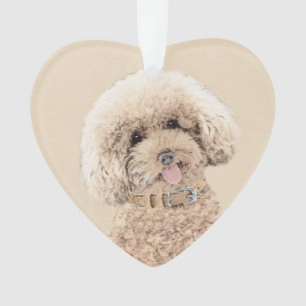 Poodle Miniature Toy Apricot Crème Chien Brown Art