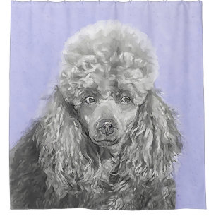 Poodle Miniature Toy Silver Grey Blue Dog Art