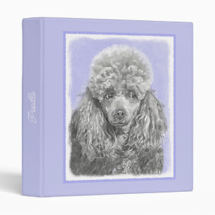 Poodle Miniature Toy Silver Grey Blue Dog Art 3 Ri Binder