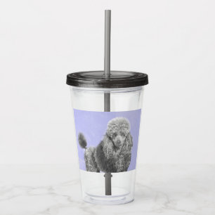 Poodle Miniature Toy Silver Grey Blue Dog Art Acrylic Tumbler