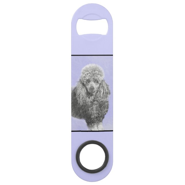 Poodle Miniature Toy Silver Grey Blue Dog Art Bar Key (Back)