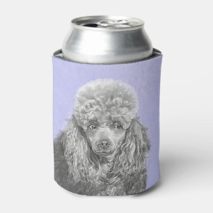 Poodle Miniature Toy Silver Grey Blue Dog Art Can Cooler