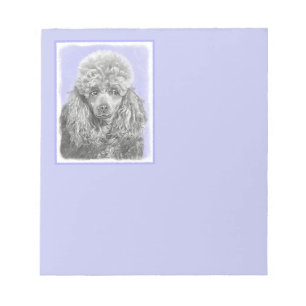 Poodle Miniature Toy Silver Grey Blue Dog Art Notepad