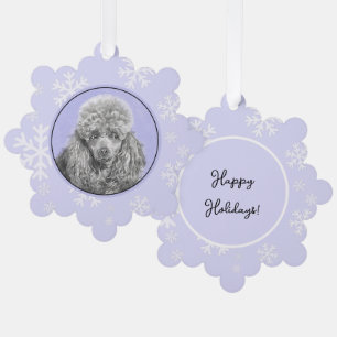 Poodle Miniature Toy Silver Grey Blue Dog Art Ornament Card