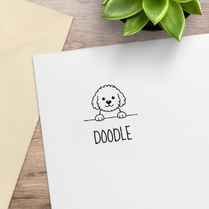 Poodle Mix Dog Doodle Pet Custom Name 1x1 Rubber Stamp