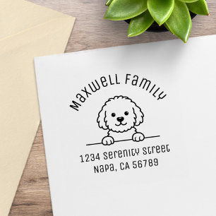 Poodle Mix Dog Doodle Pet Family Arch Address Rubber Stamp