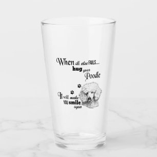 Poodle modern art cute dog breed slogan glass