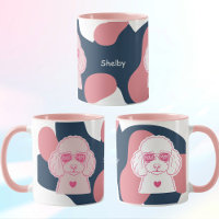 Poodle Mom Mug | Custom Name Pink Dog Sunglasses