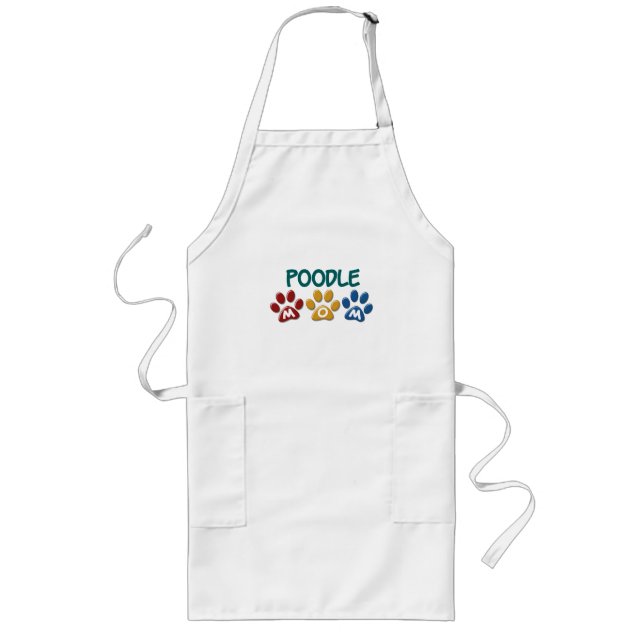 POODLE Mom Paw Print 1 Long Apron (Front)