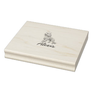 poodle monochrome rubber stamp
