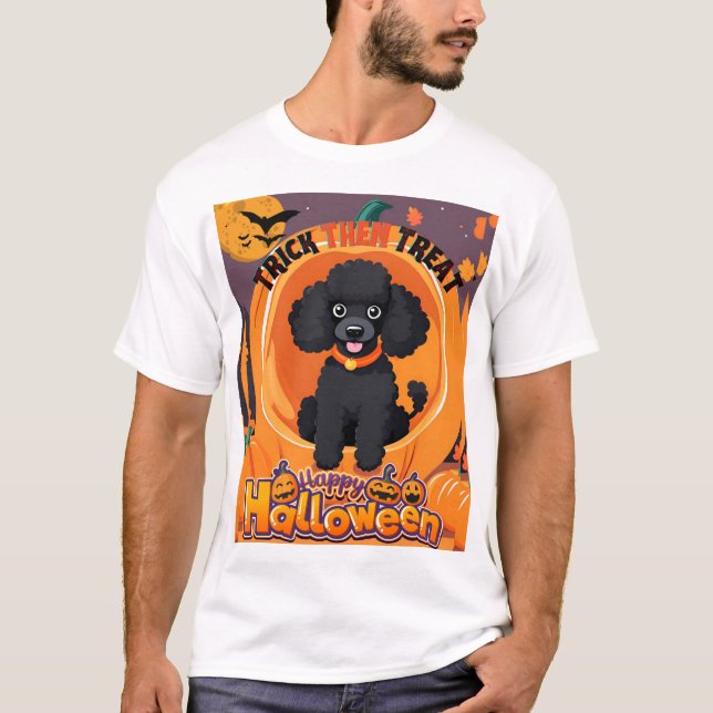 Poodle noir Halloween TShirt (Devant)