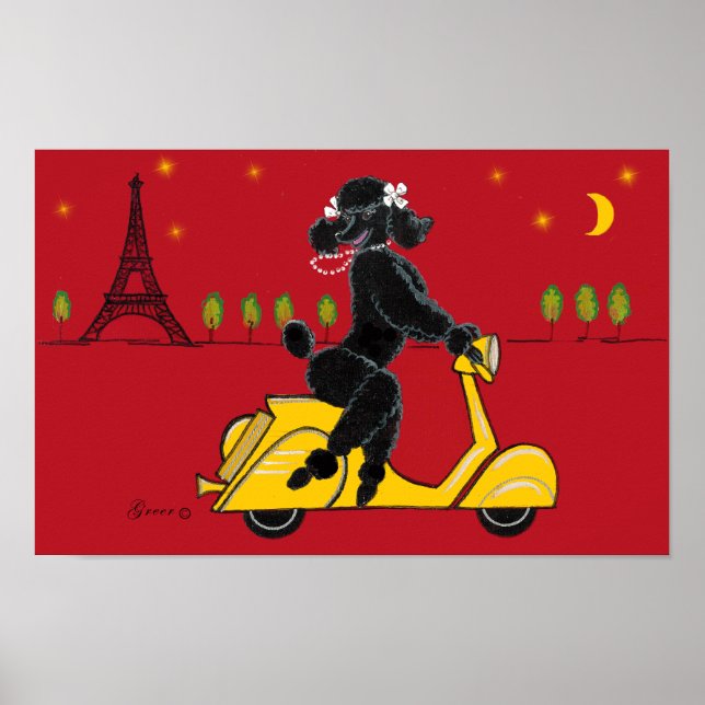 Poodle noir Scooter affiche (Devant)