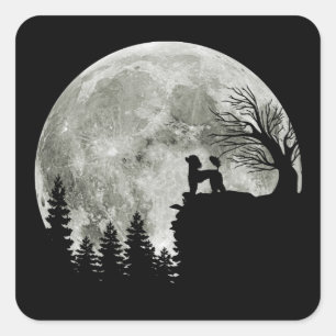 Poodle On Mountain Halloween Gift For Poodle Lover Square Sticker