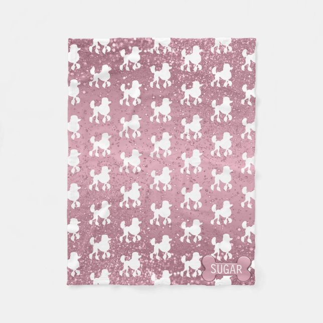 Poodle on Pink Glitter  Fleece Blanket (Front)