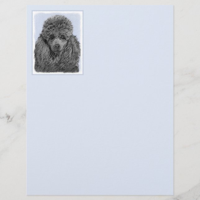 Poodle Painting Miniature Toy Black Original Art (Front)