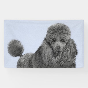 Poodle Painting Miniature Toy Black Original Art Banner