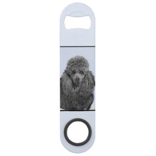 Poodle Painting Miniature Toy Black Original Art Bar Key