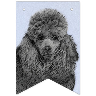 Poodle Painting Miniature Toy Black Original Art Bunting Flags