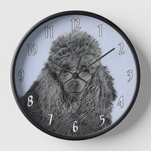 Poodle Painting Miniature Toy Black Original Art Clock
