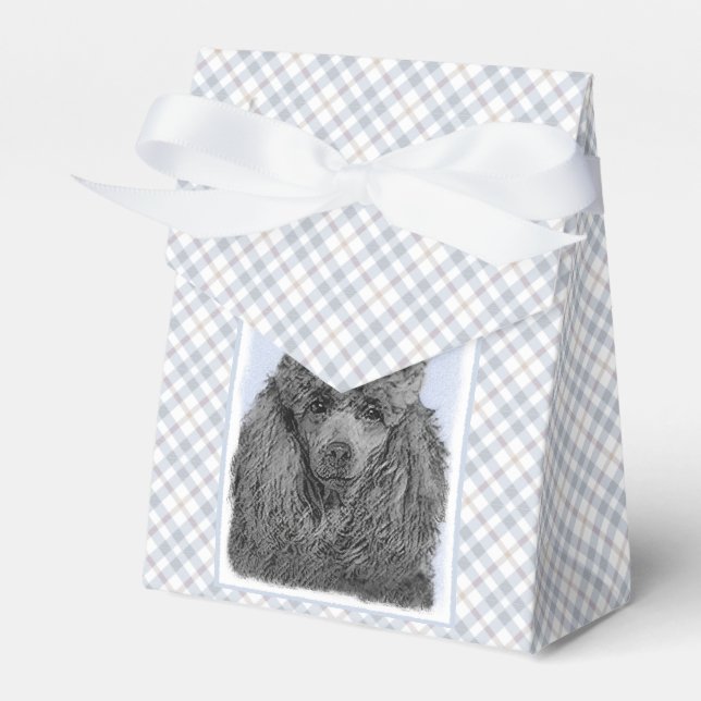 Poodle Painting Miniature Toy Black Original Art Favor Box (Front Side)