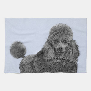 Poodle Painting Miniature Toy Black Original Art Kitchen Towel