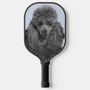 Poodle Painting Miniature Toy Black Original Art Pickleball Paddle