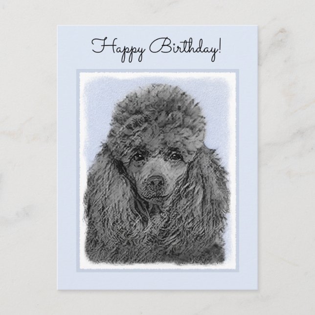Poodle Painting Miniature Toy Black Original Art Postcard (Front)