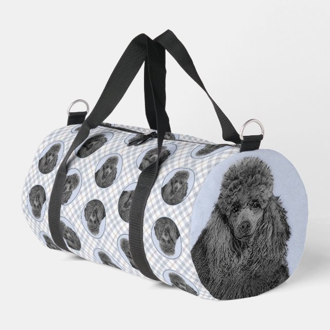 Poodle Painting Miniature Toy Black Pet Dog Art Duffle Bag (Left Corner)