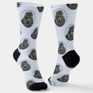 Poodle Painting Miniature Toy Black Pet Dog Art Socks