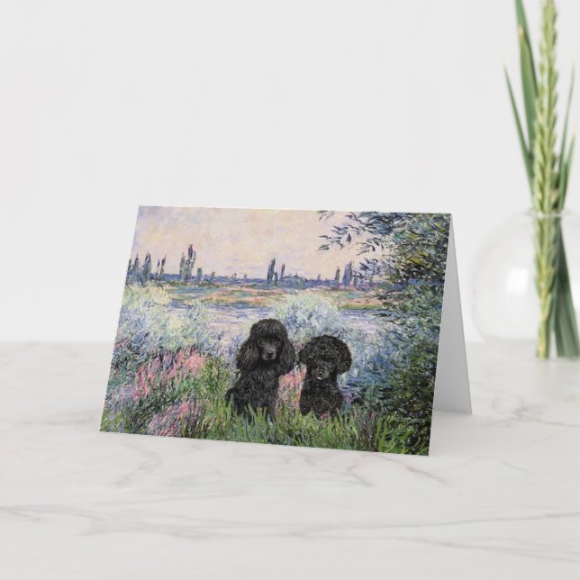 Poodle Pair (black) - By the Seine Card (Front)