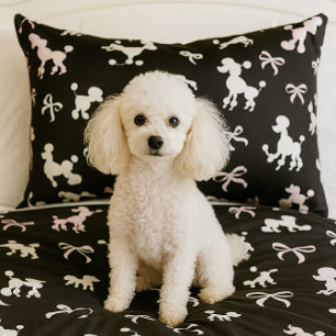 Poodle Parade Decorative Accent Lumbar Pillow
