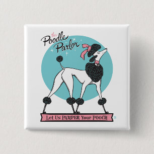 Poodle Parlour 2 Inch Square Button