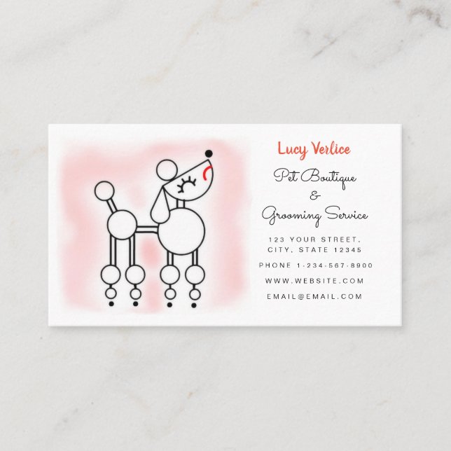 Poodle Parlour Pet Grooming Boutique Business Card (Front)