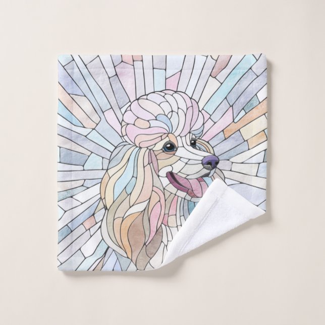 Poodle - pastel mosaic art bath towel set (Wash Cloth)